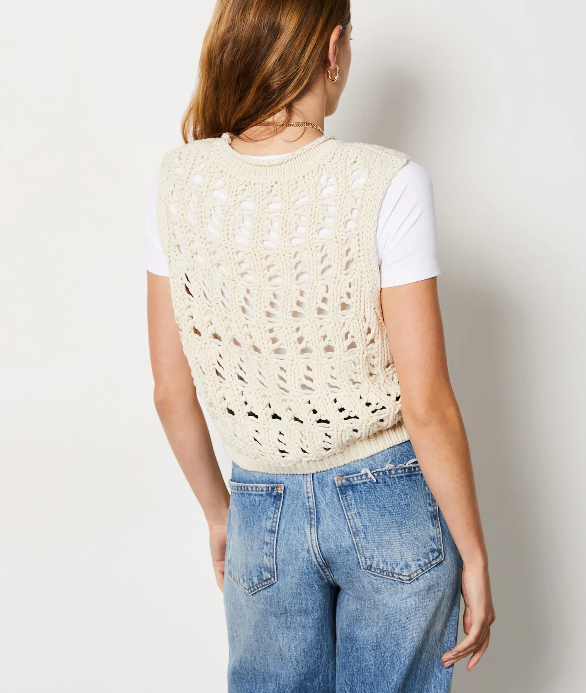 PULL SANS MANCHES AJOURé FILANTE ECRU  ETAM