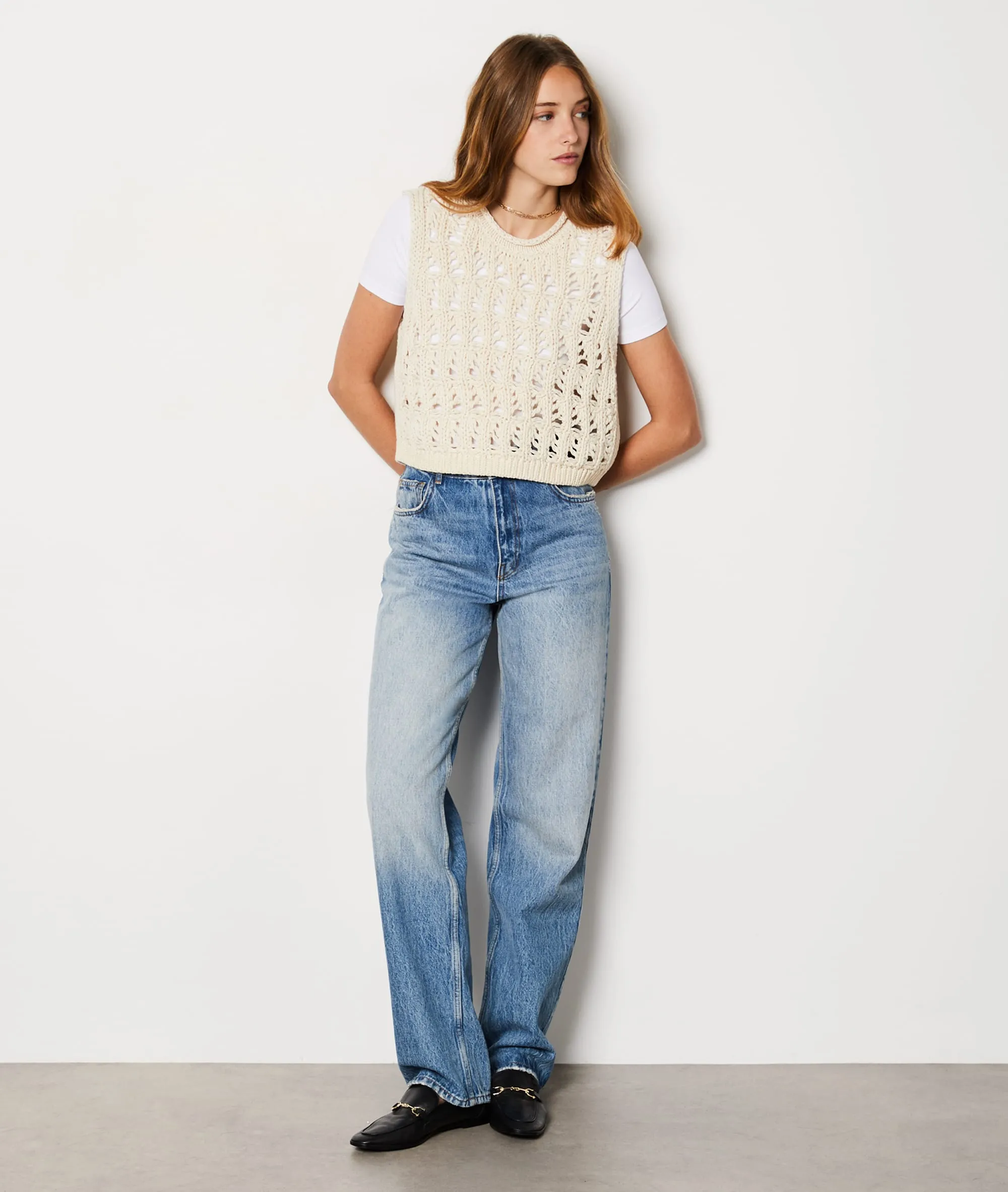 PULL SANS MANCHES AJOURé FILANTE ECRU  ETAM