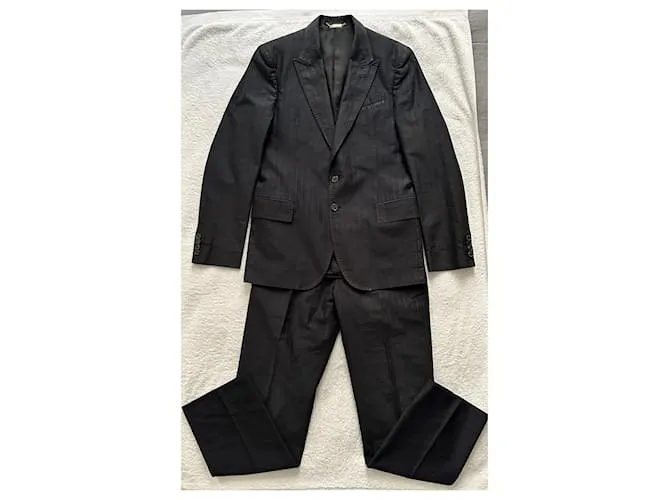 Roberto Cavalli Traje vintage de algodón Azul oscuro 