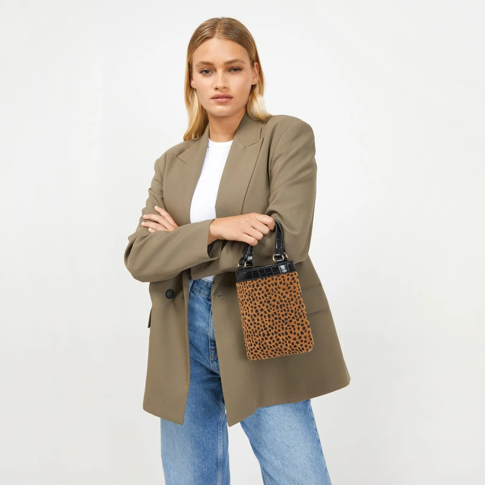Samira bolso de mano pequeo animal print con asa bandolera extraíble