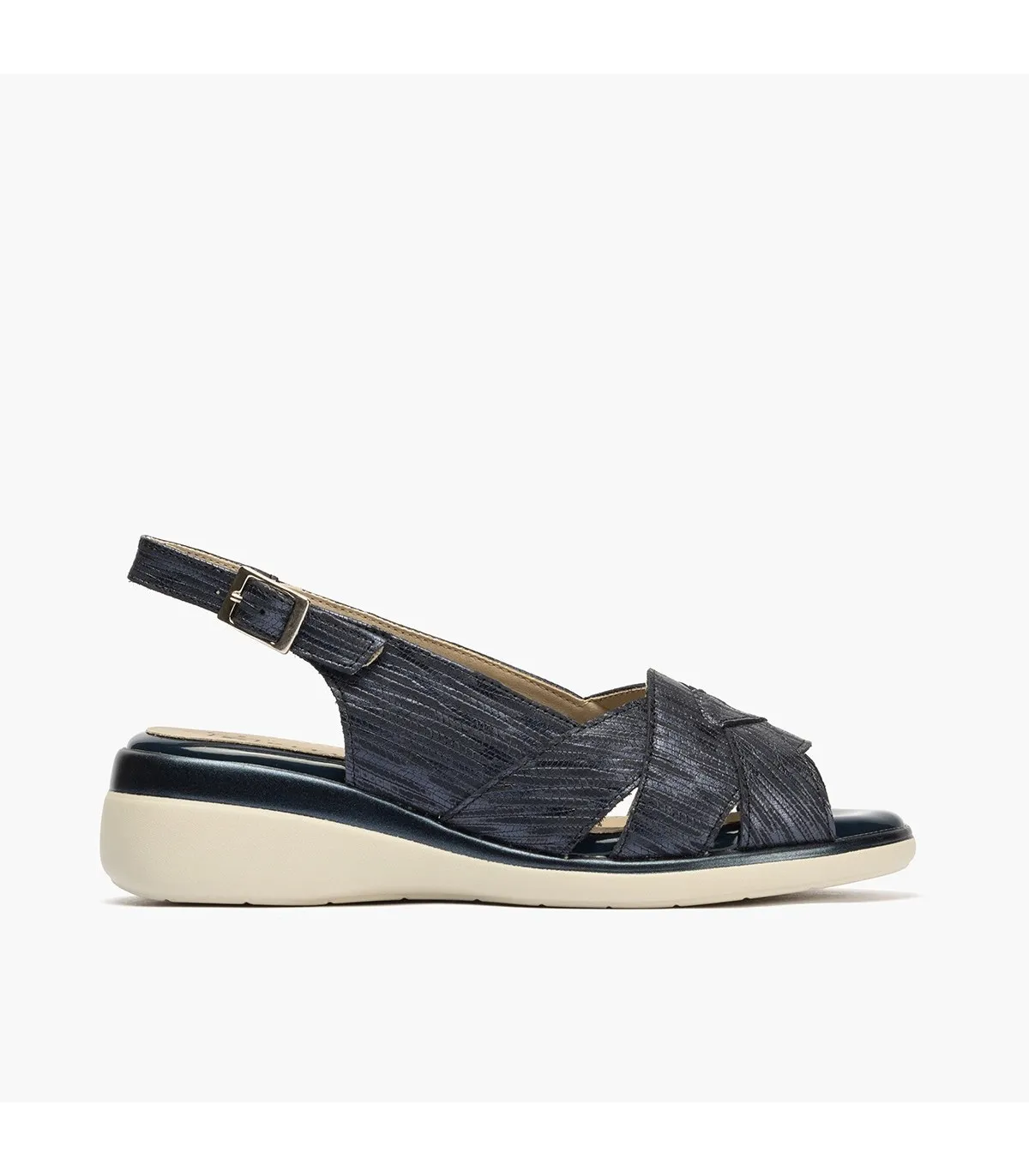 Sandalia cuña mujer piezas AZUL