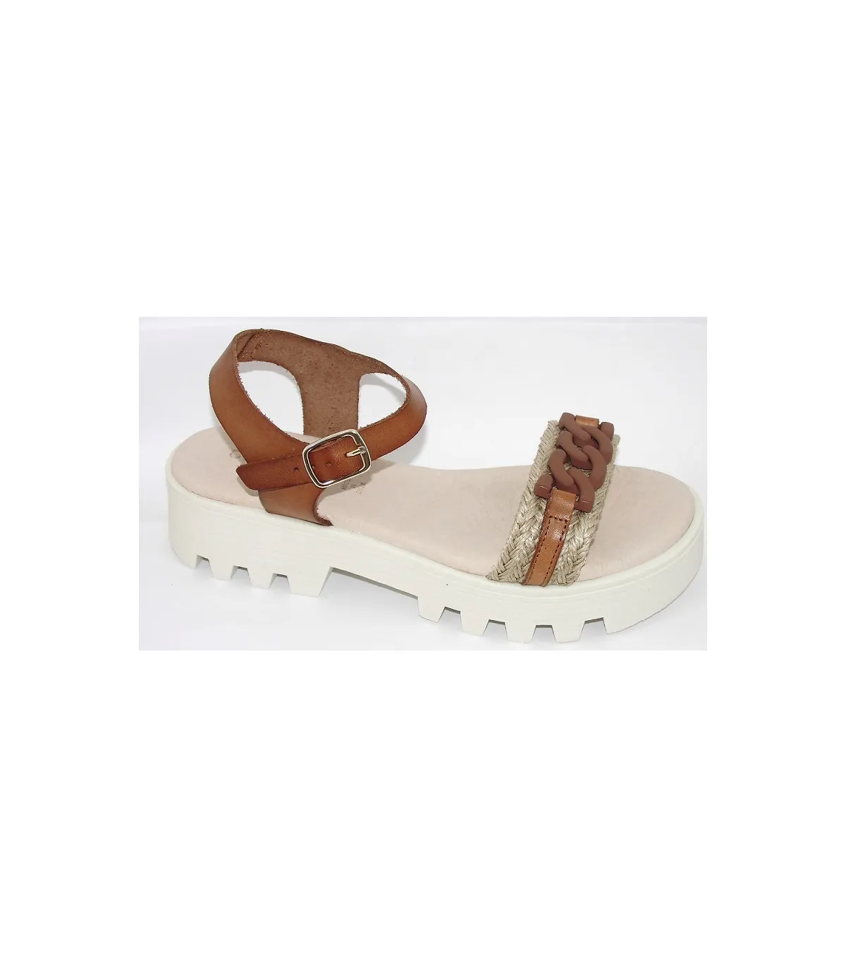 SANDALIA PIEL CUEROYUTE CON CADENA