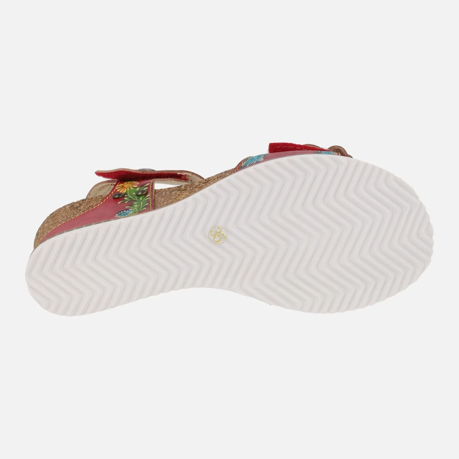 Sandalias en combinado rojo con cuña y plataforma de corcho Bonito 03