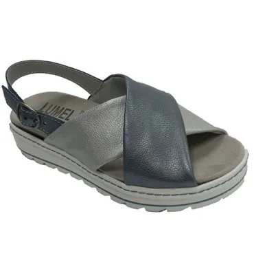 Sandalias mujer tiras cruzadas muy cómoda Lumel en combinado