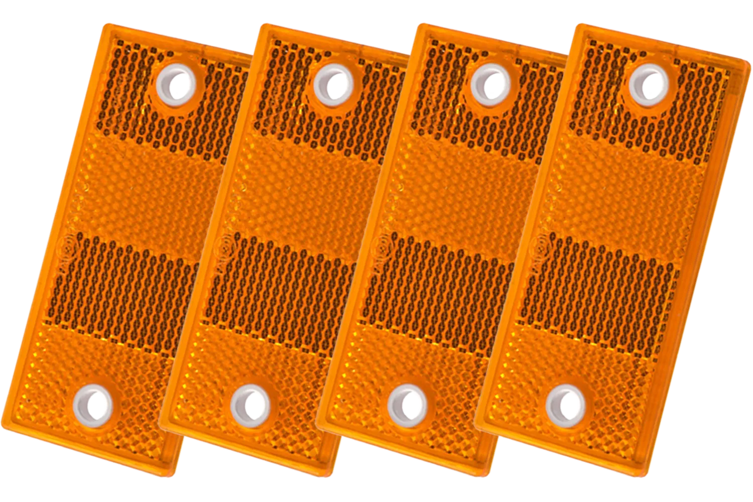 Set: cuatro reflectores rectangulares amarillos 90x40 mm con agujeros
