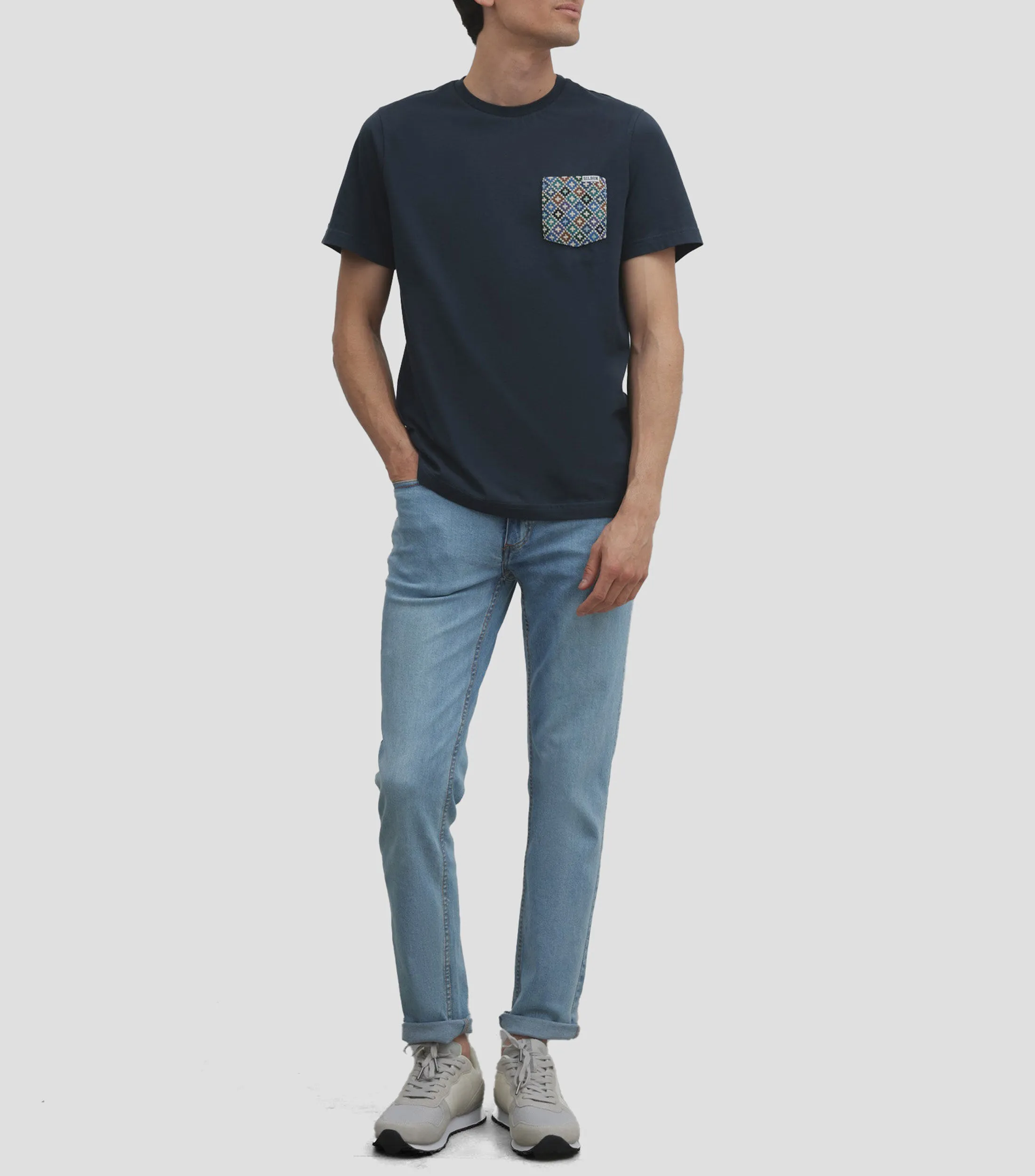 Silbon Playera cuello redondo manga corta con bolsillo étnico Hombre