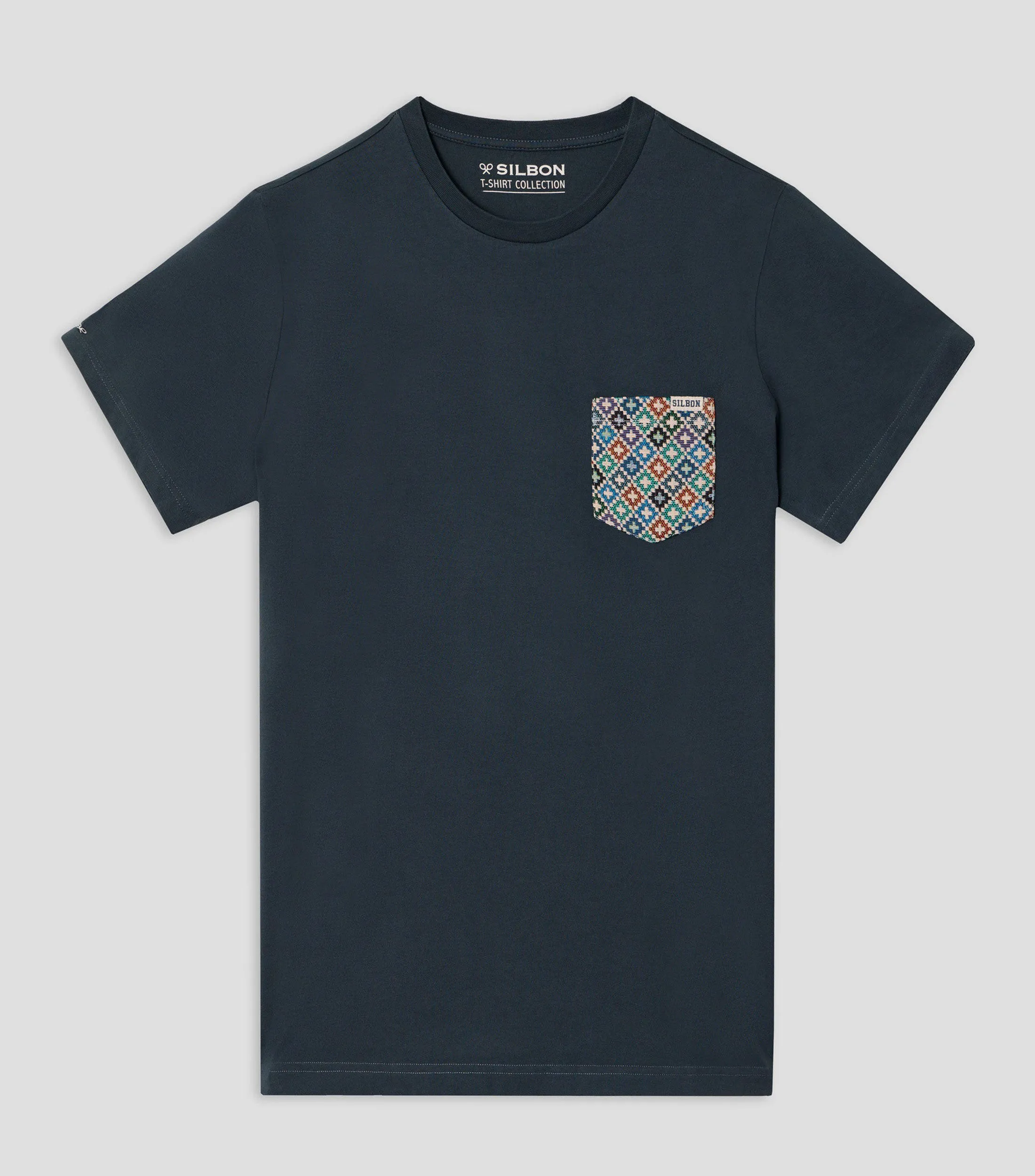 Silbon Playera cuello redondo manga corta con bolsillo étnico Hombre