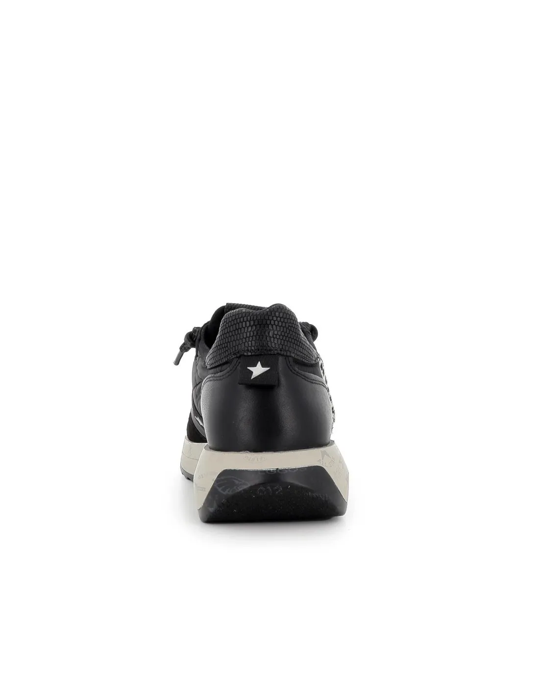 Sneaker piel negro cordones elasticos mujer CETTI