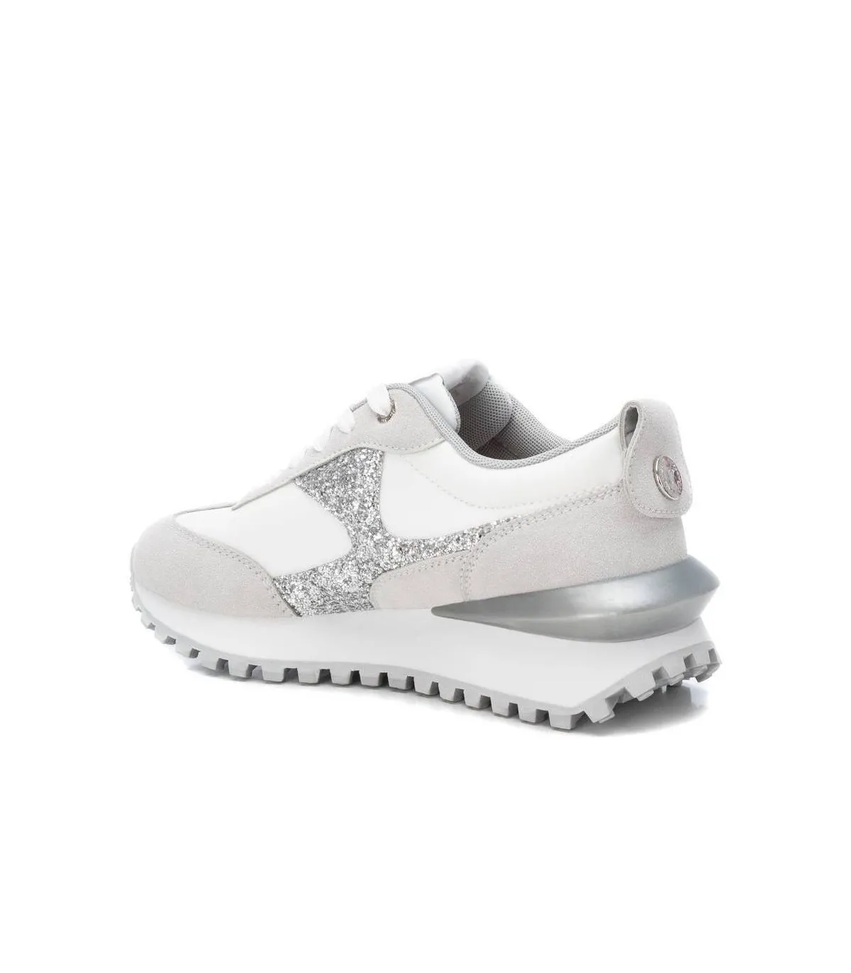 Sneakers de mujer con glitter en plata