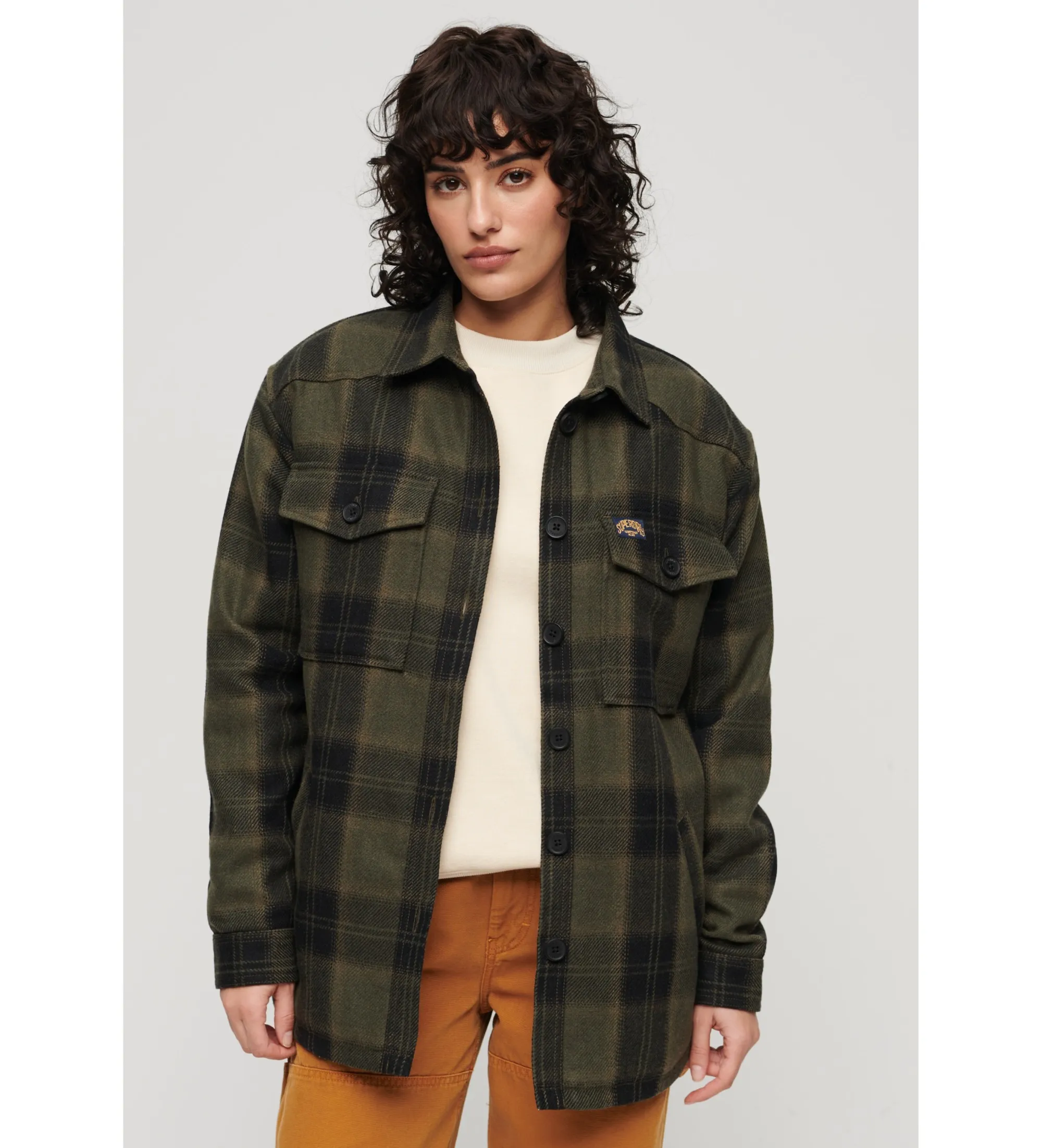 Sobrecamisa de borreguillo a cuadros verde