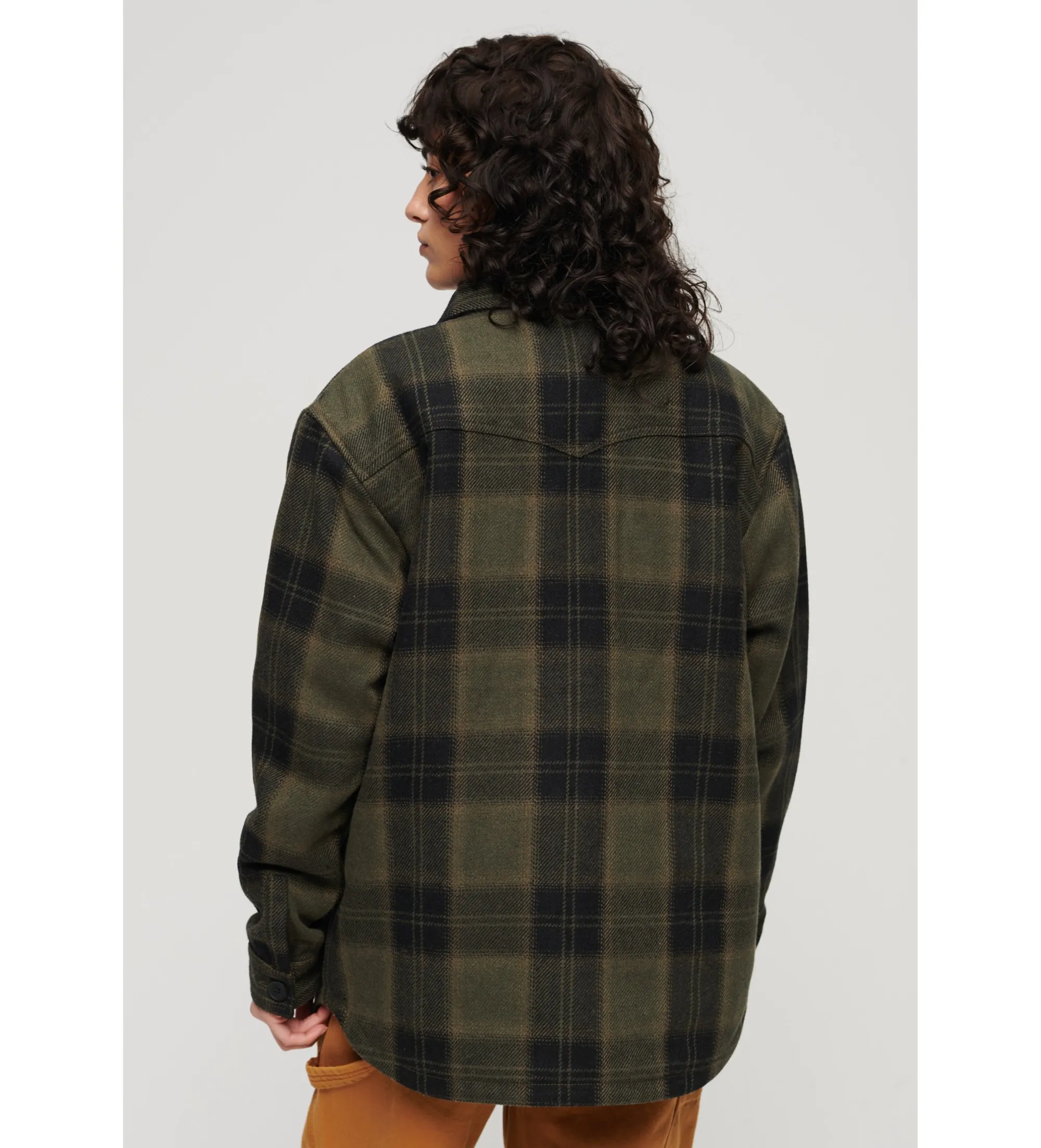 Sobrecamisa de borreguillo a cuadros verde