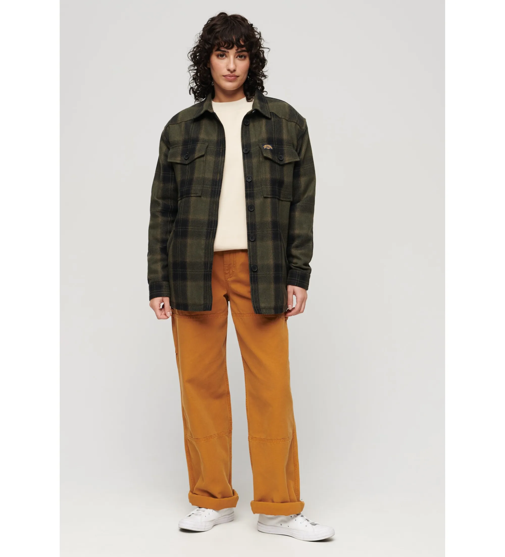 Sobrecamisa de borreguillo a cuadros verde