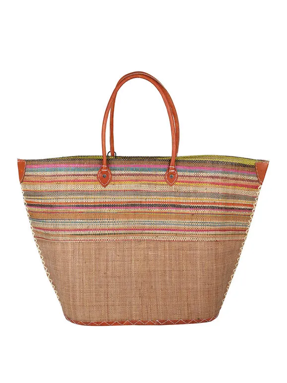 Solada Bolso de playa de paja de colores