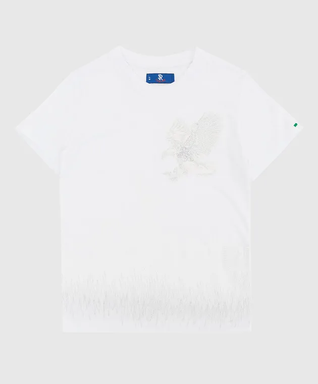 STEFANO RICCI CHILDREN'S WHITE TSHIRT WITH EMBROIDERY