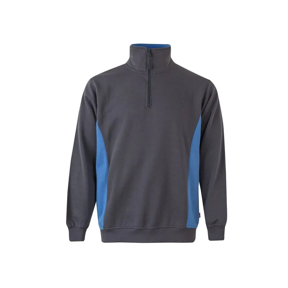 Sudadera bicolor con cuello y media cremallera