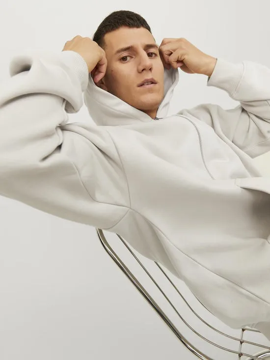 SUDADERA OVERSIZE ABIERTA CON CREMALLERA, BLANCO ROTO   JPRBLAHARVEY