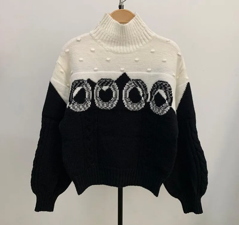 Sweaters de lujo para mujer Manga larga High Collar Jumper Diseñador Sweater Mujeres Páramo