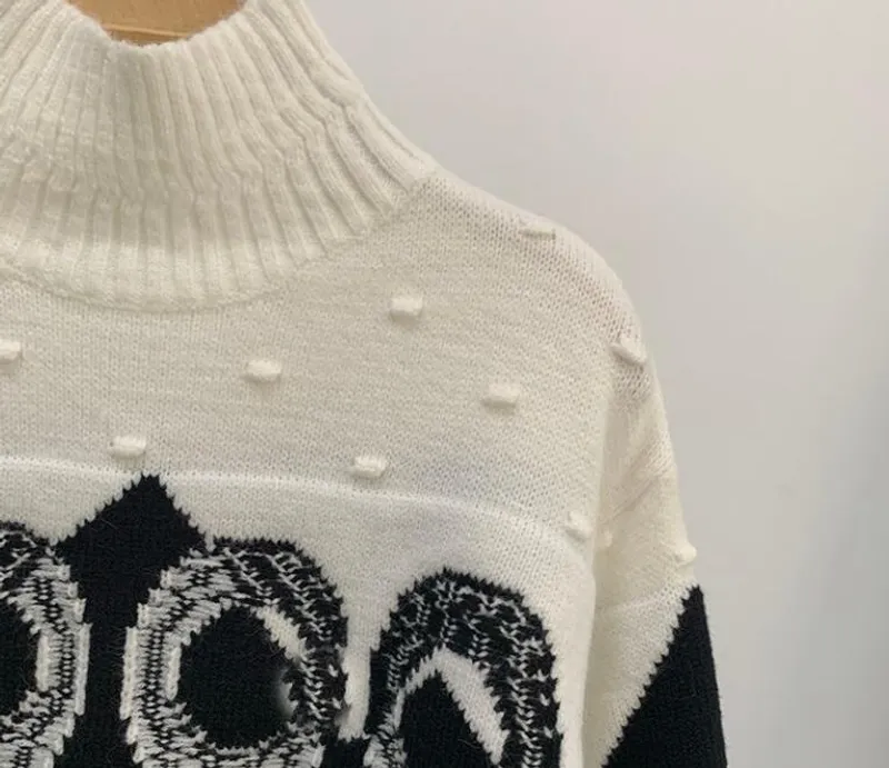 Sweaters de lujo para mujer Manga larga High Collar Jumper Diseñador Sweater Mujeres Páramo