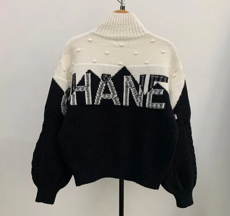 Sweaters de lujo para mujer Manga larga High Collar Jumper Diseñador Sweater Mujeres Páramo