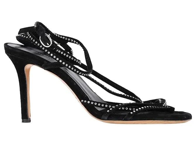 Tacones Strappy Embellished Isabel Marant en Ante Negro 