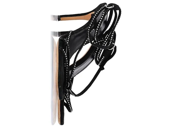 Tacones Strappy Embellished Isabel Marant en Ante Negro 