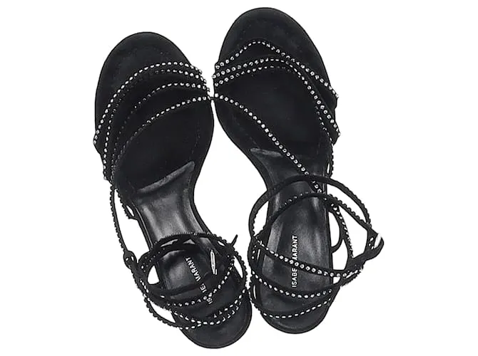 Tacones Strappy Embellished Isabel Marant en Ante Negro 