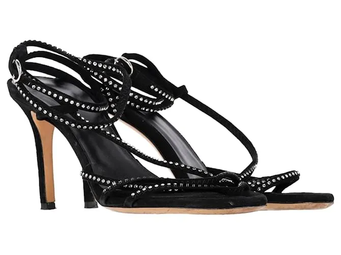 Tacones Strappy Embellished Isabel Marant en Ante Negro 
