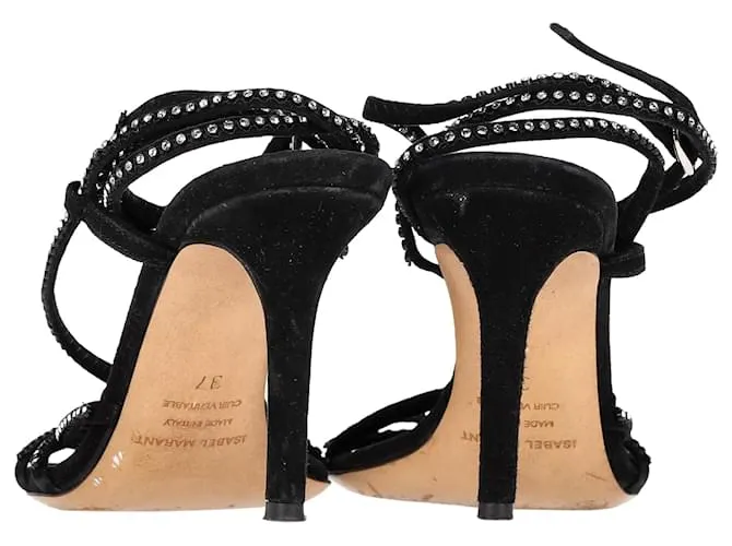 Tacones Strappy Embellished Isabel Marant en Ante Negro 