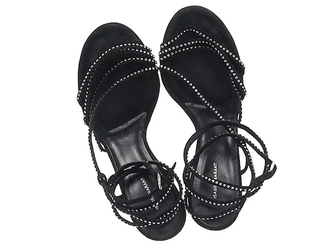 Tacones Strappy Embellished Isabel Marant en Ante Negro 