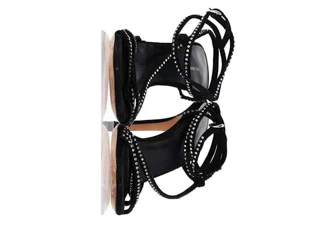 Tacones Strappy Embellished Isabel Marant en Ante Negro 