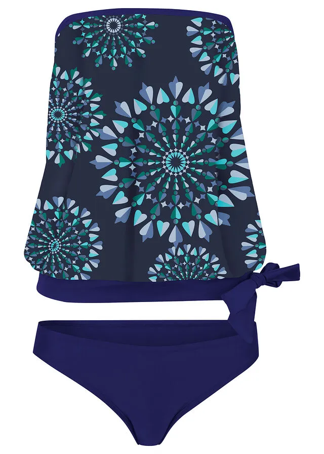 Tankini (2 piezas) Azul marino con estampado gráfico