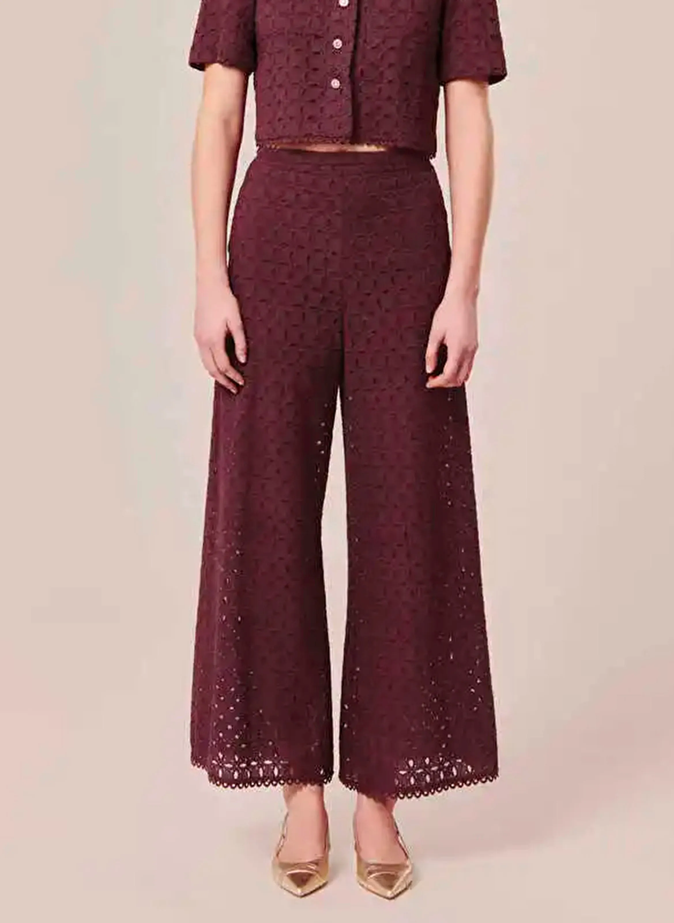 TARA JARMON PAQUITA  PANTALóN ANCHO DE ALGODóN ORGáNICO EN MARRON
