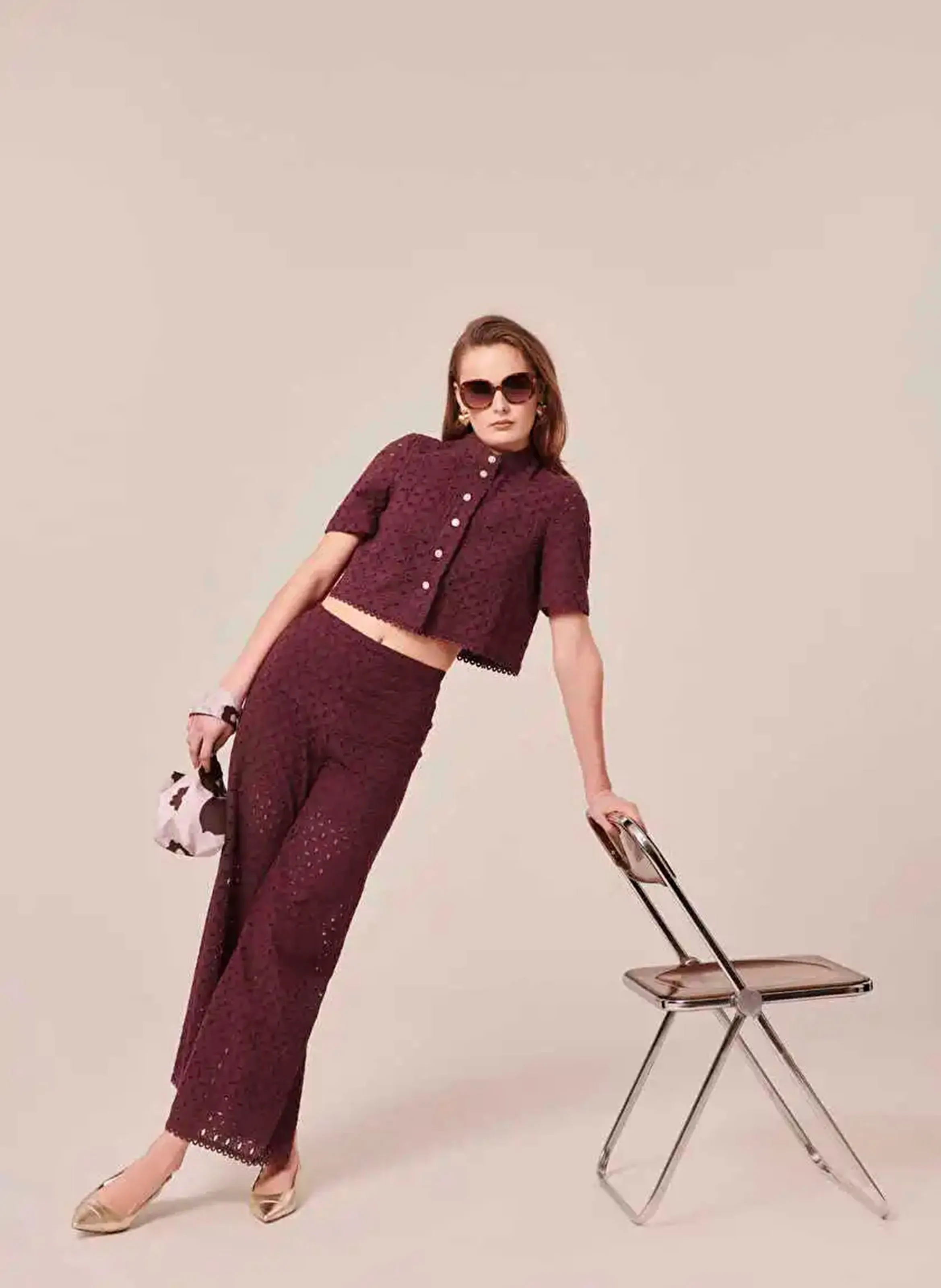 TARA JARMON PAQUITA  PANTALóN ANCHO DE ALGODóN ORGáNICO EN MARRON