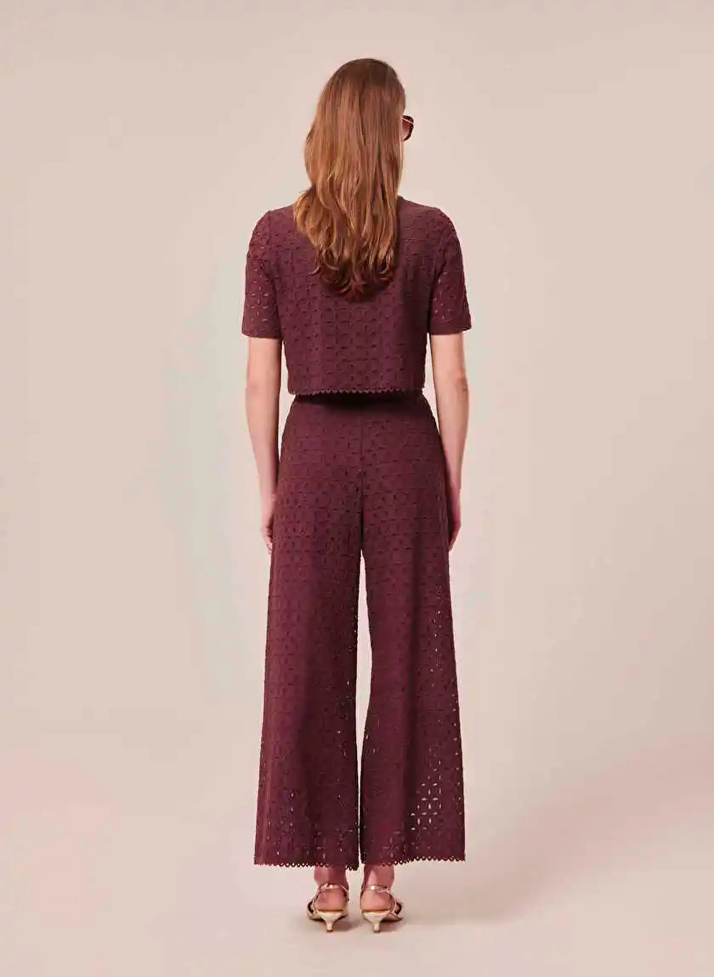 TARA JARMON PAQUITA  PANTALóN ANCHO DE ALGODóN ORGáNICO EN MARRON