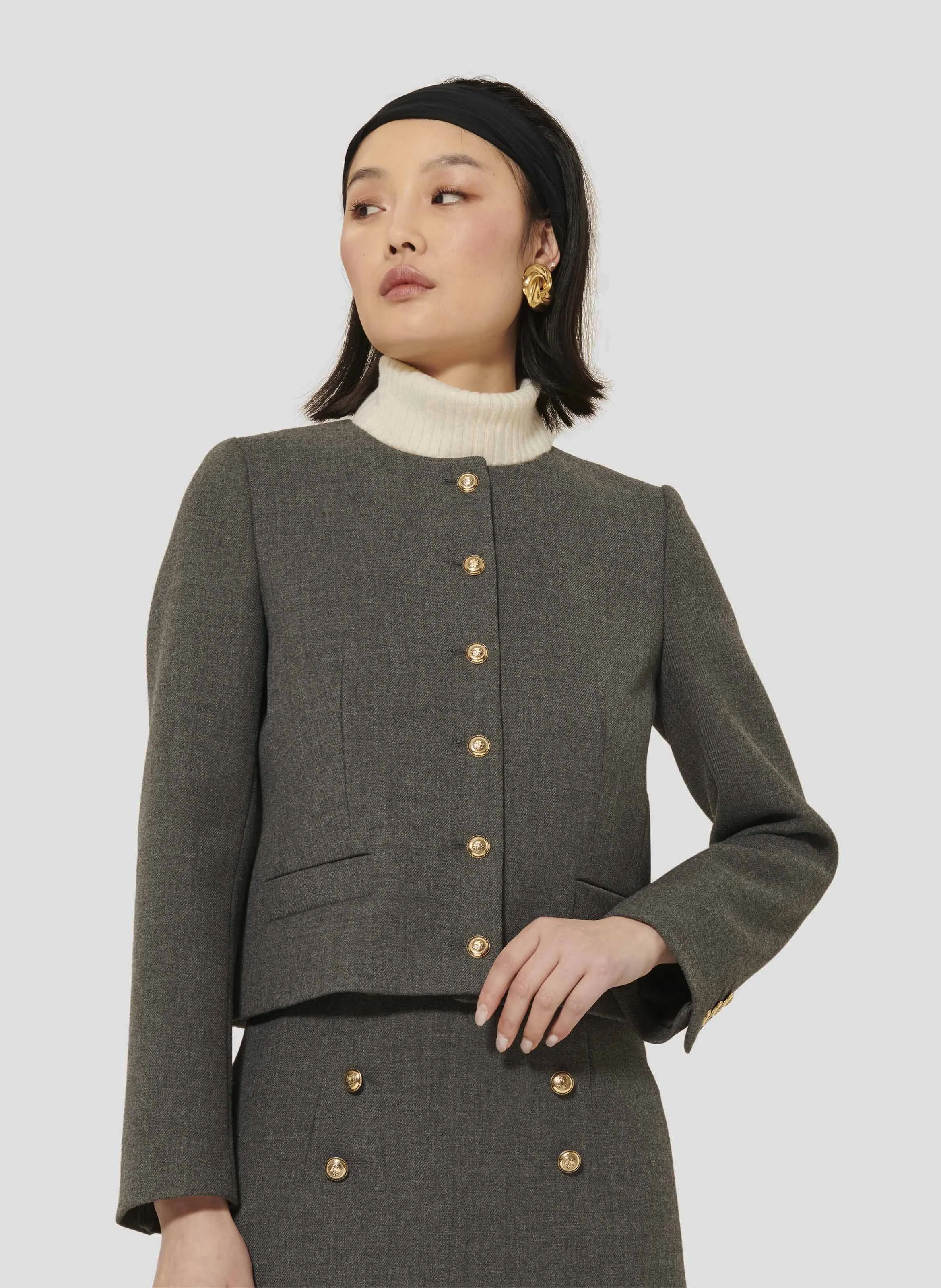 TARA JARMON VESNA  CHAQUETA CON CUELLO REDONDO EN GRIS