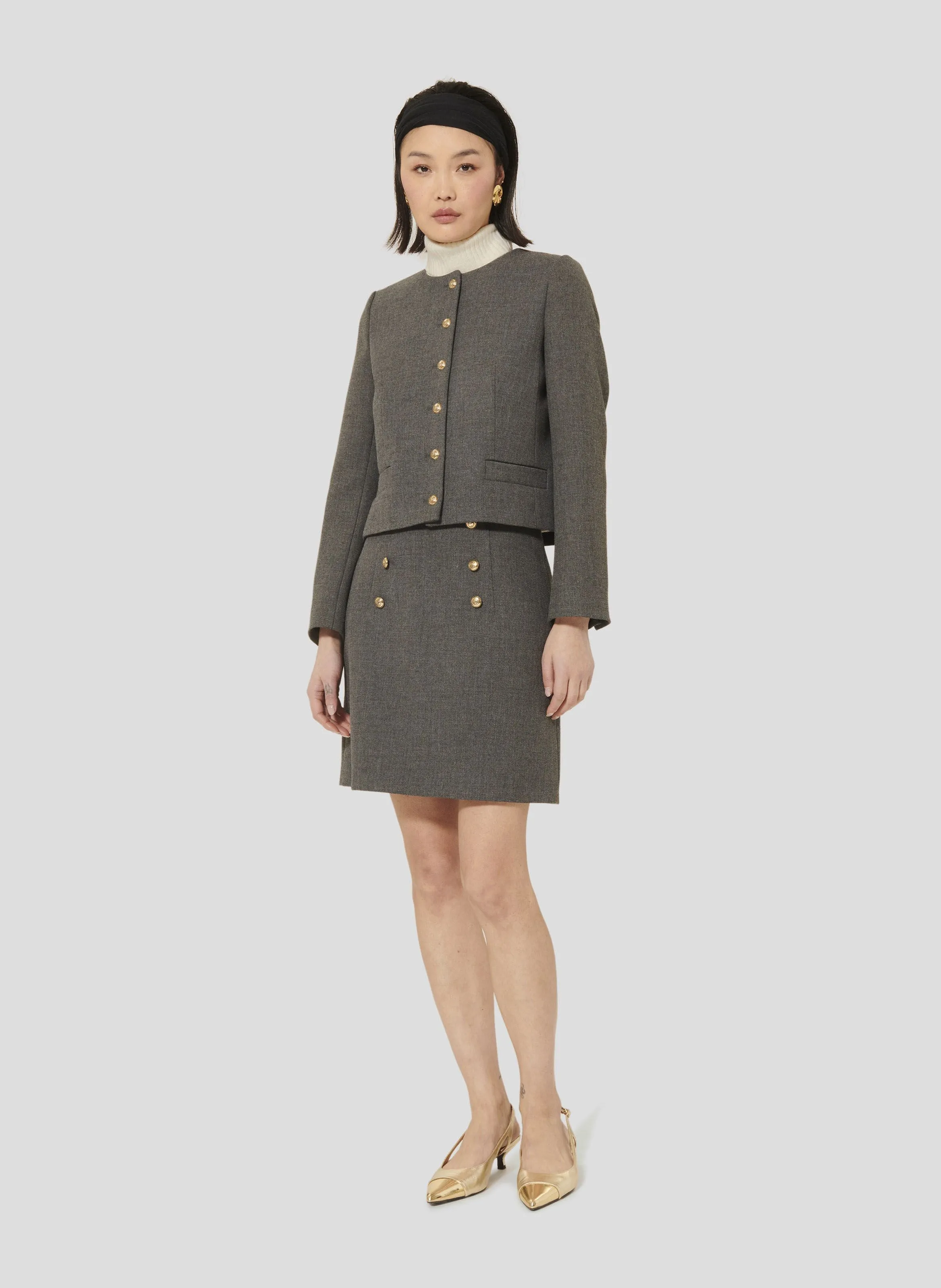 TARA JARMON VESNA  CHAQUETA CON CUELLO REDONDO EN GRIS