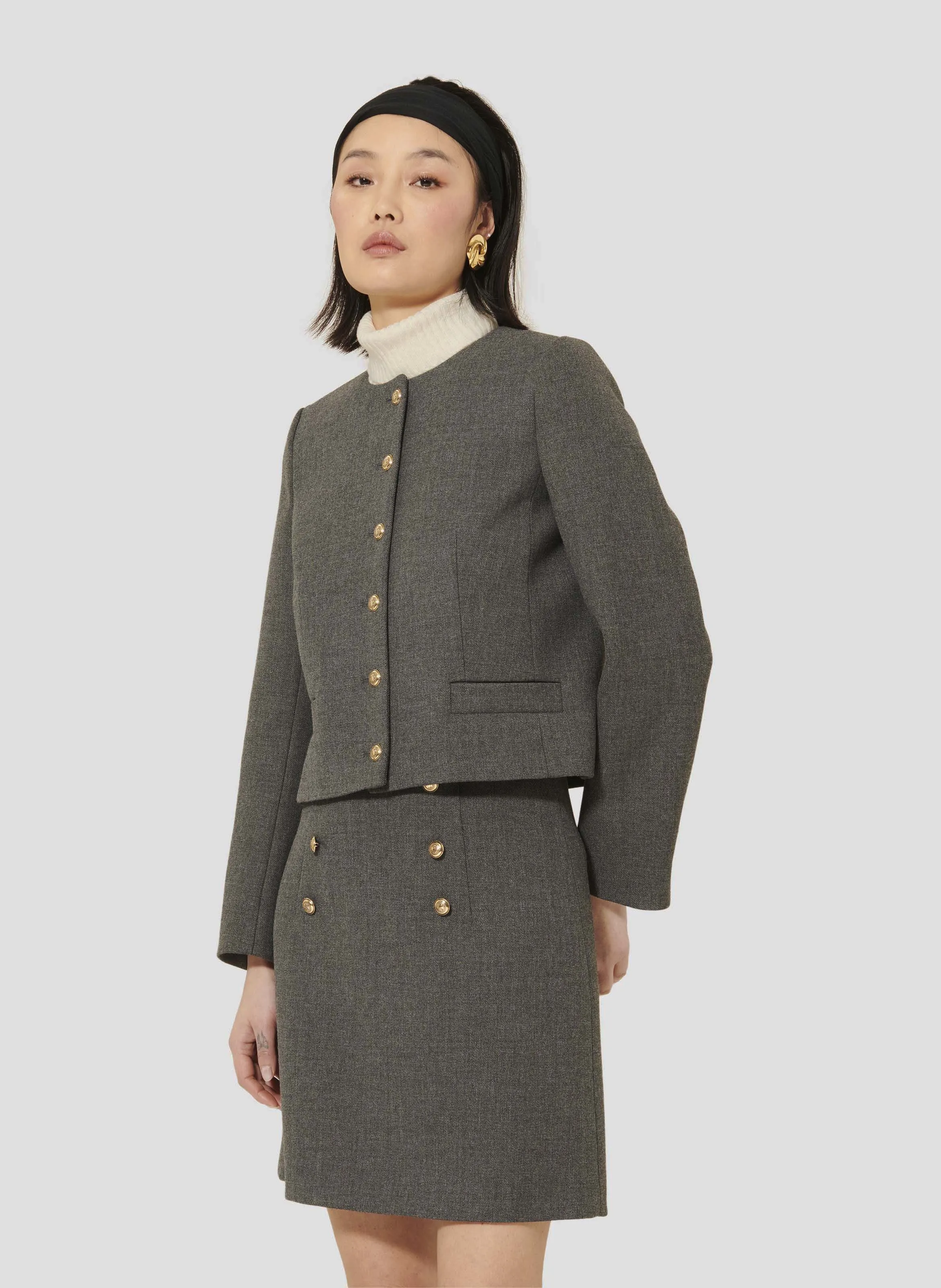 TARA JARMON VESNA  CHAQUETA CON CUELLO REDONDO EN GRIS