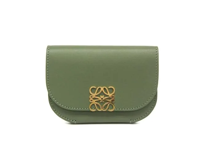 Tarjetero Loewe Goya en cuero verde 