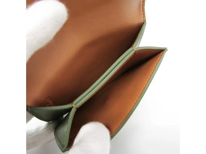 Tarjetero Loewe Goya en cuero verde 