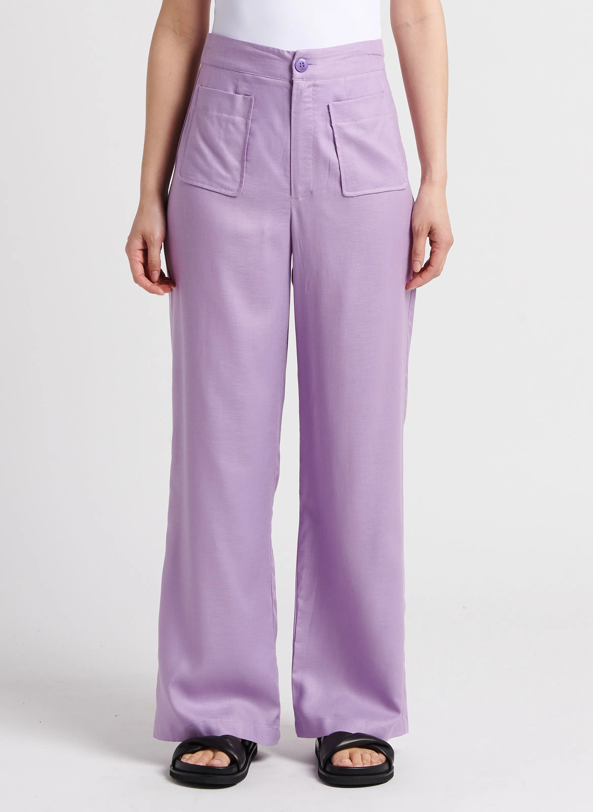 THE KORNER Pantalón ancho en violeta