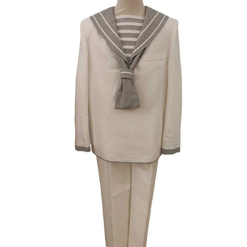 Traje comunión marinero de niño de lino gris