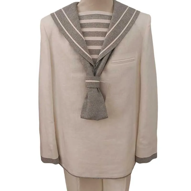 Traje comunión marinero de niño de lino gris