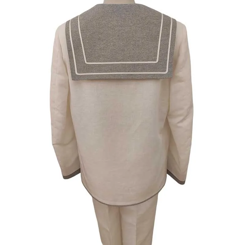Traje comunión marinero de niño de lino gris