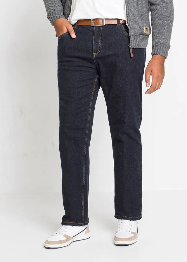 Vaqueros térmicos elásticos de corte clásico y recto Azul vaquero oscuro
