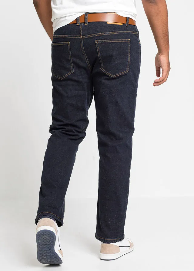 Vaqueros térmicos elásticos de corte clásico y recto Azul vaquero oscuro