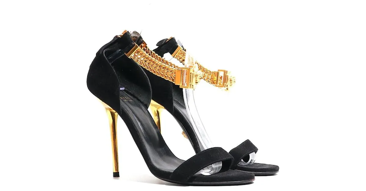 VERSACE Tacones T.UE 37.5 Cuero Negro 