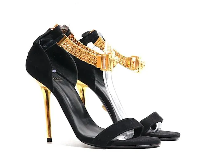 VERSACE Tacones T.UE 37.5 Cuero Negro 