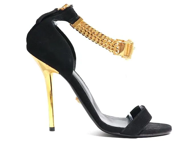 VERSACE Tacones T.UE 37.5 Cuero Negro 