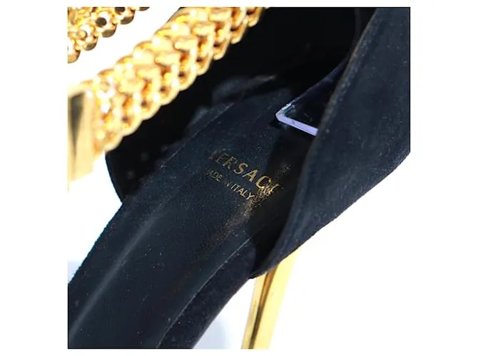 VERSACE Tacones T.UE 37.5 Cuero Negro 
