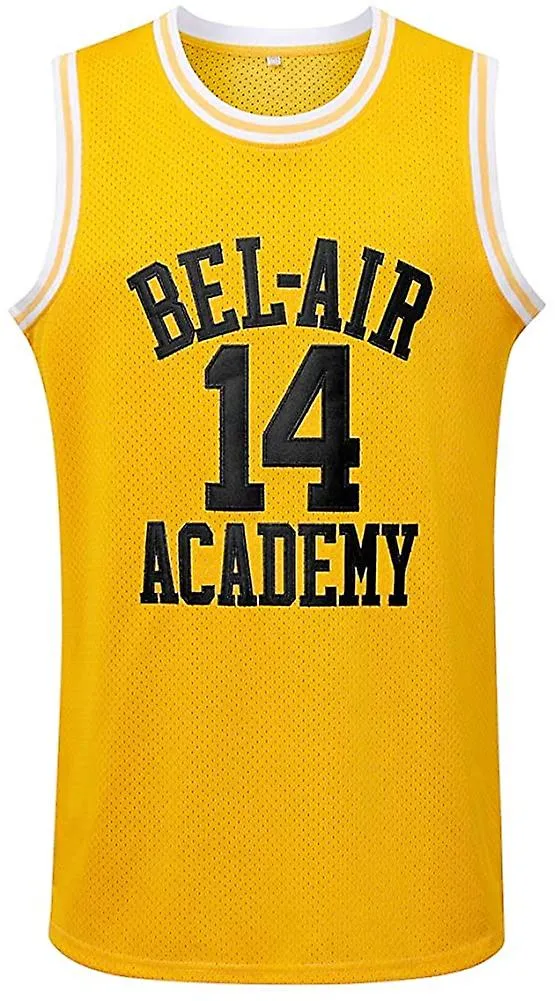 Versión Fong de Will Smith 14th Camiseta de malla de traje de baloncesto negro, amarillo y verde